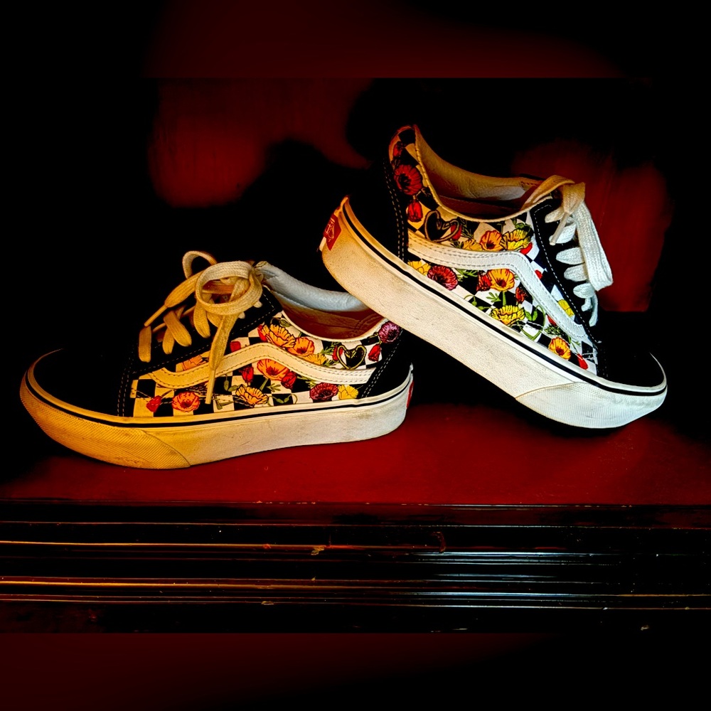 Vans shoes woman platform sneakers floral checkered
